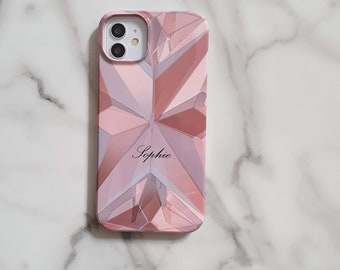 Smokey Diamond Personalised case - diamond print, muted tones, iPhone 15 Pro case, personalised phone case, iPhone 14 case, iPhone 12