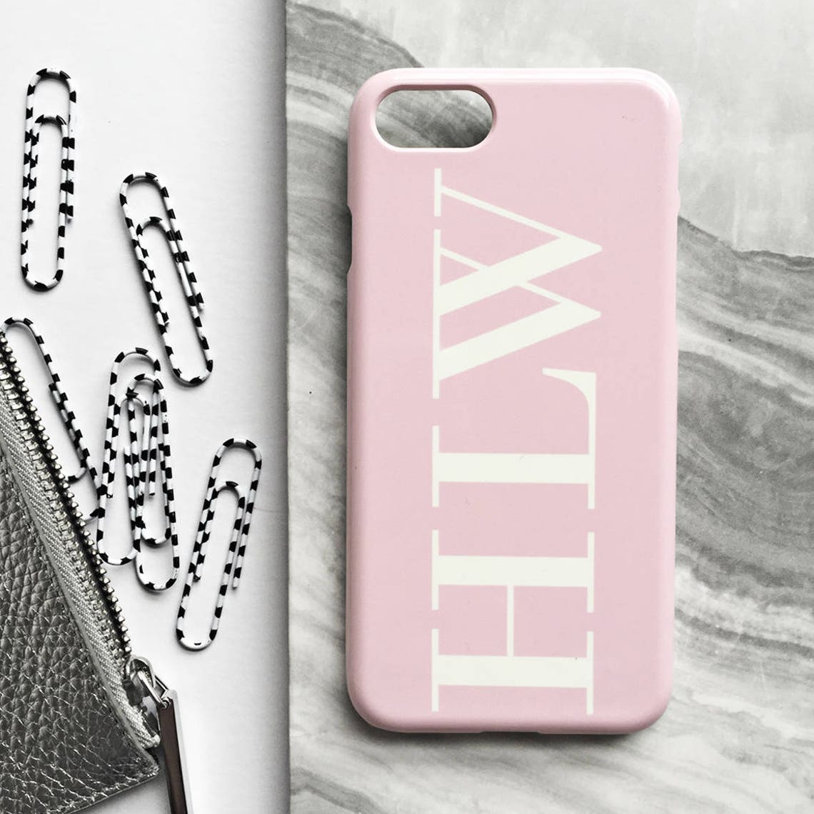 Soft Pink Monogram Phone Case With Large White Initials Etsy