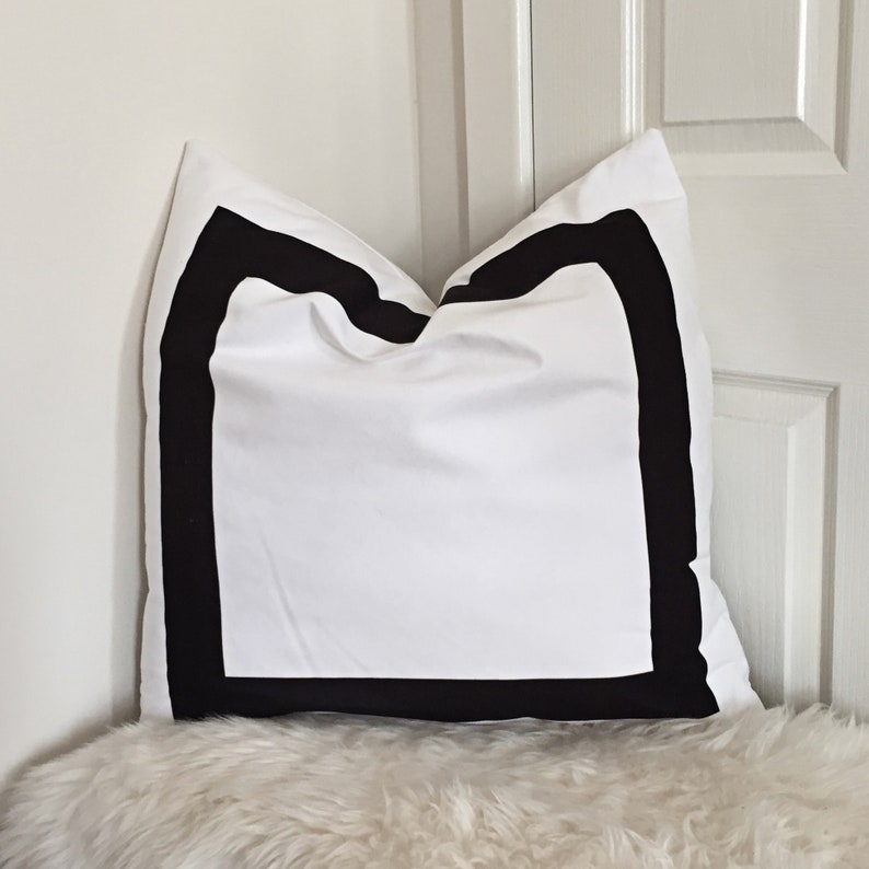 Square print black and white cushion cover minimal home Etsy