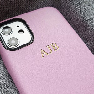 Soft Pink PU faux leather embossed phone case iPhone 11, embossed leather case, iPhone 8 Plus case, silver embossed iPhone 7, iPhone XR image 2