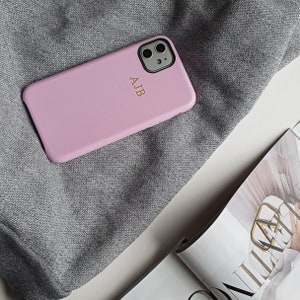 Soft Pink PU faux leather embossed phone case iPhone 11, embossed leather case, iPhone 8 Plus case, silver embossed iPhone 7, iPhone XR image 6