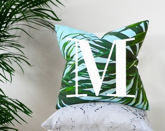 Kuta palm leaf monogram alphabet cushion cover