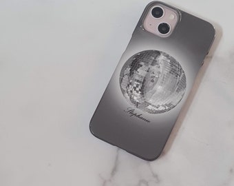 La Monochrome Discotheque personalised case - disco ball, mirror ball, party style, partywear, personalised phone case, iPhone 14 case