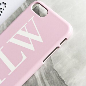 Soft pink monogram phone case with large white initials iPhone 13 Pro case, iPhone 14 pro max case, Samsung Galaxy S22 PLUS, Samsung S8 image 3