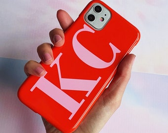 Personalised Red and Pink phone case - iPhone 14 case, iPhone 13, iPhone 17 PRO case, Gift for her, Personalised Samsung Case S25 Ultra case