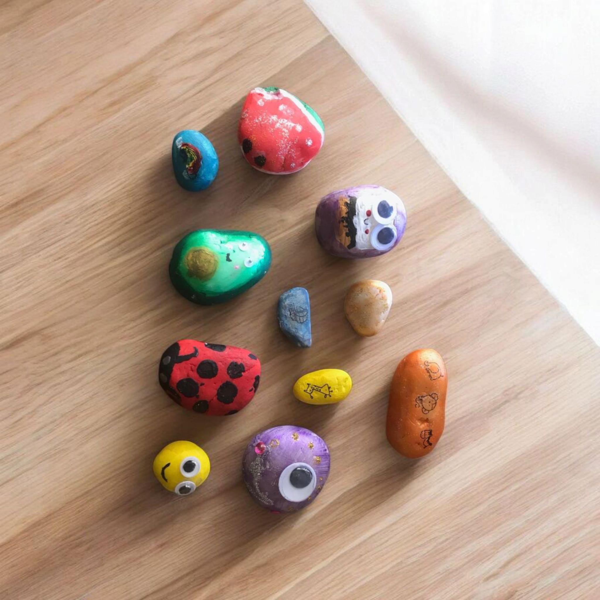 Kids Rock Painting Kit with Metallic Paint & Glitter - Creative STEM…