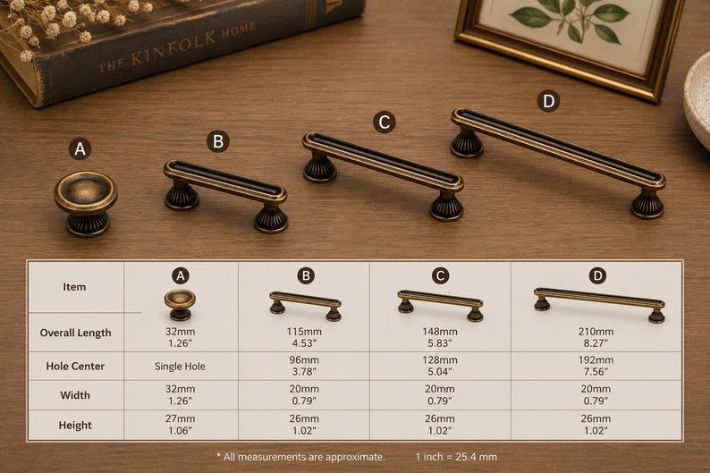 Solid Brass Cabinet Pulls & Knobs, Vintage Retro Drawer Handle, Decorative Cupboard Hardware, Unique Antique Brass Pull for Kitchen Door image 2