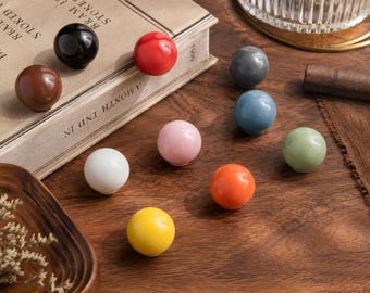 Colorful Ceramic Ball Knobs, Cute Pastel Drawer Pulls, Modern Round Cabinet Knobs, Decorative Kids Room Nursery Furniture Hardware