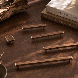 Antique Brass Cabinet Pulls, Modern Minimalist Drawer Handles, Champagne Bronze Furniture Hardware, Retro Vintage Style Kitchen Knobs