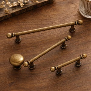 Vintage Cabinet Pulls, Antique Brass Drawer Handle, Rustic Wardrobe Pull, Unique Furniture Hardware for Kitchen Cabinet Door & Dresser