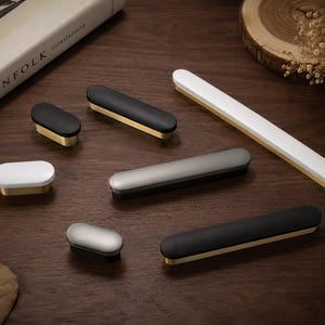 Modern Minimalist Cabinet Pulls, Marble Pattern Drawer Handles, Luxury Gold & Black Cupboard Hardware, Unique Kitchen Cabinet Knobs
