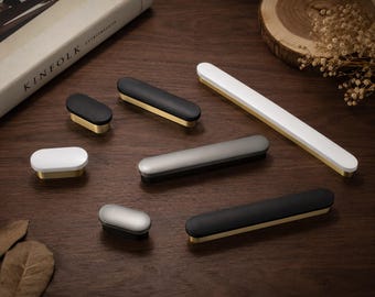 Modern Minimalist Cabinet Pulls, Marble Pattern Drawer Handles, Luxury Gold & Black Cupboard Hardware, Unique Kitchen Cabinet Knobs