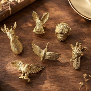 Pomelli per mobili in ottone massiccio a forma di animali, maniglie per cassetti uniche a forma di scimmia, orso e coniglio, ferramenta decorativa per mobili a tema natura per camerette e