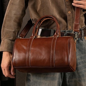 Genuine Leather Boston Bag - Etsy