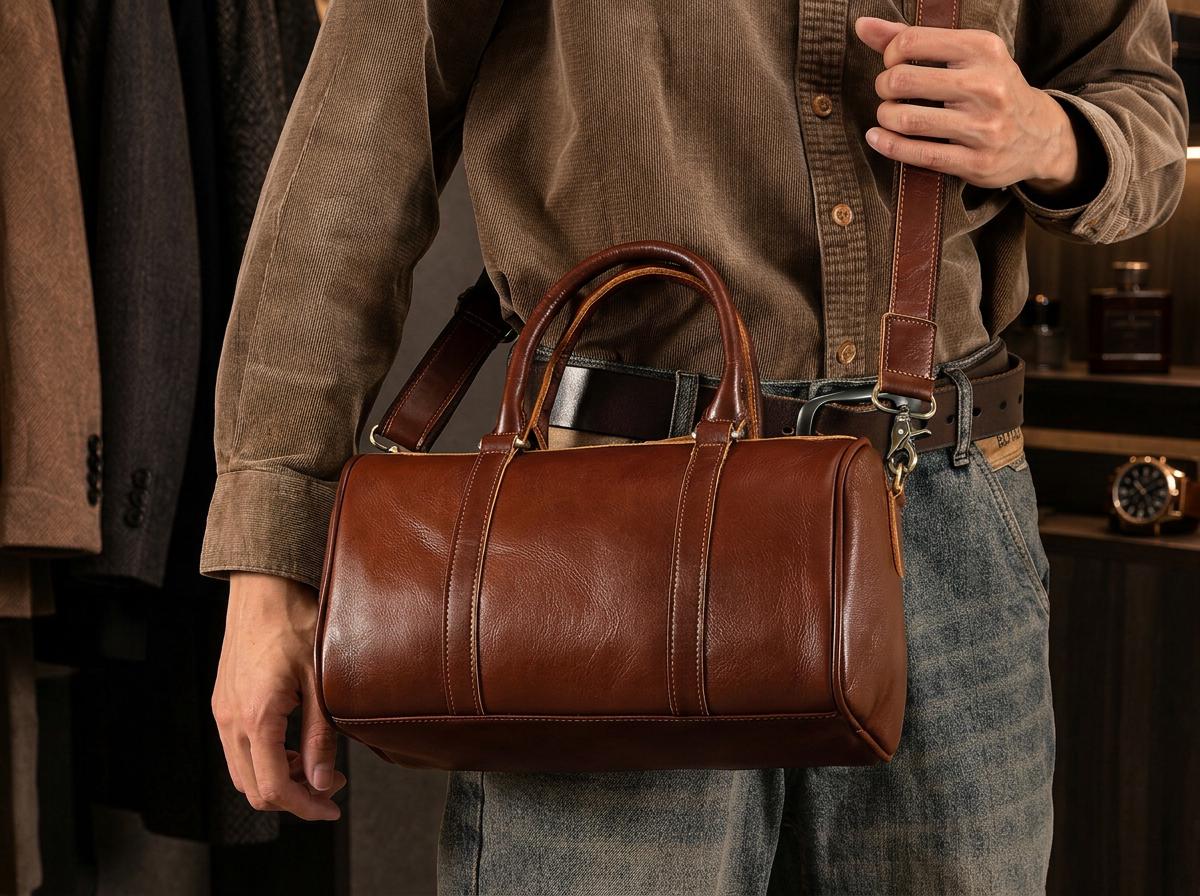 Vintage Leather Boston Bag - Etsy