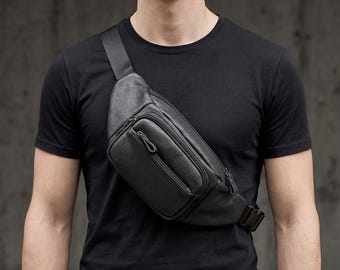 Top Grain Cowhide Leather Fanny Pack, Crossbody Waist Bag Unisex, Travel Chest Bag, Leather Belt Bag, Hip Travel Pouch, Festival Waist Pack