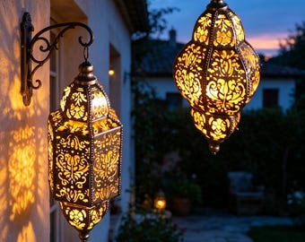 Faroles solares colgantes, luces para jardín exterior, lámpara ambiental para patio, decoración artística para árboles de jardín, iluminación para cercas y caminos, apliques para porches y balcones, juego de 2