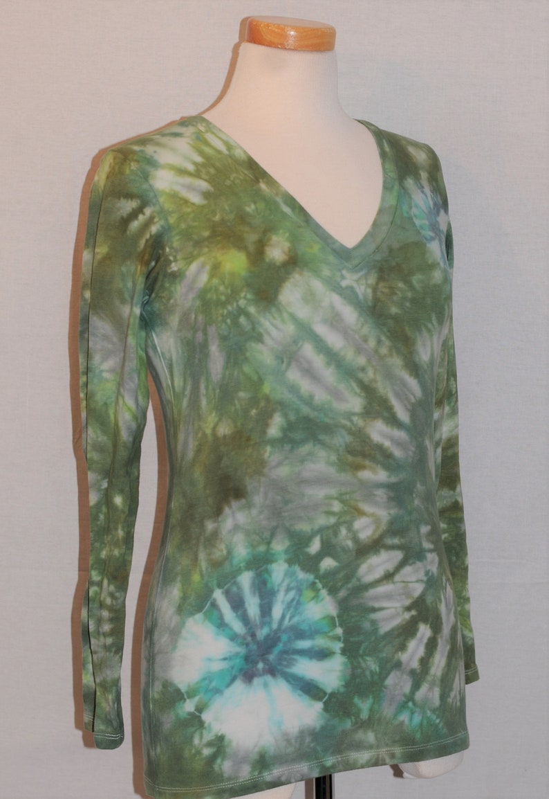 Tie Dye Womens V-NECK LONG SLEEVE T-shirt size M, L image 3