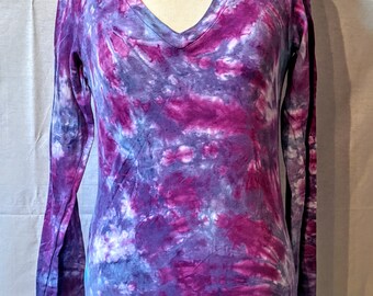 Tie Dye Womens V-NECK LONG SLEEVE T-shirt size S, M, L