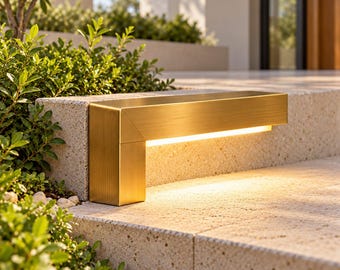 Solid Brass Outdoor Step Light, Modern LED Path Sconce, Garden Fixture