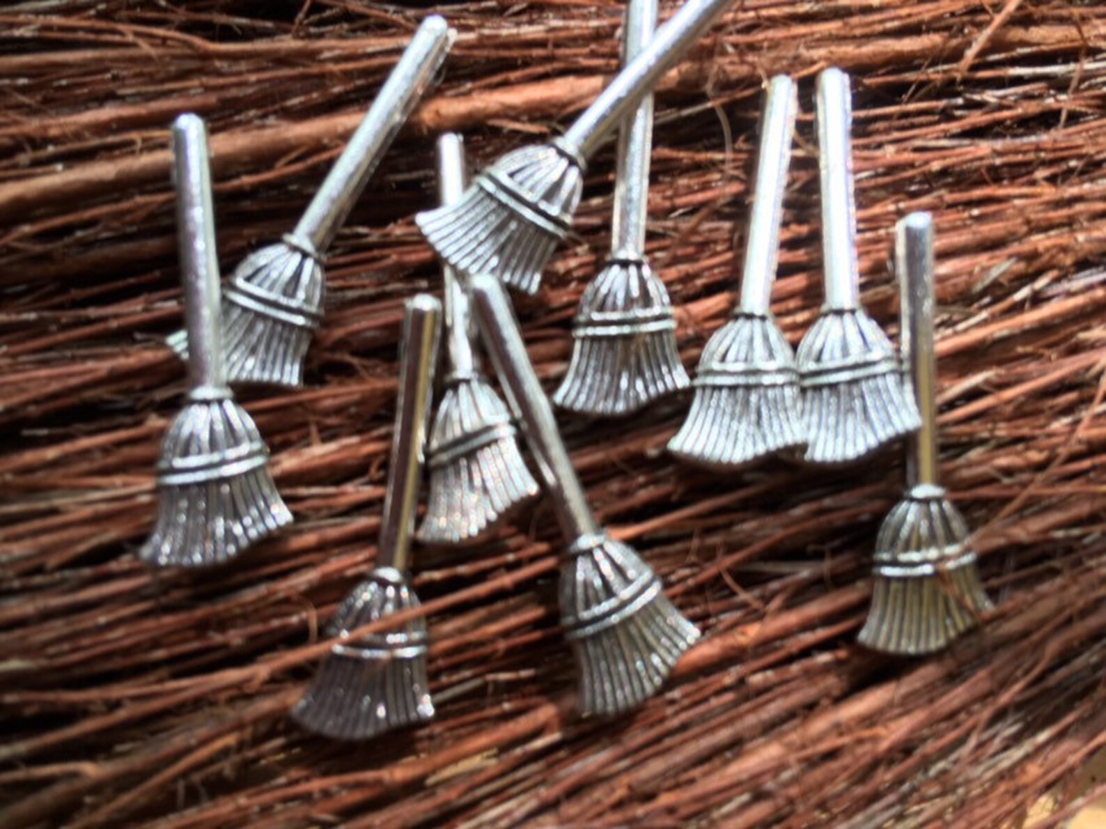 Festive SILVER BROOM 10 CHARMS Halloween Thanksgiving Etsy