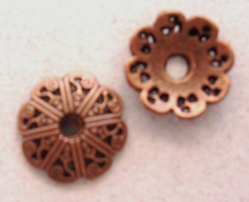 Tibetan Antique COPPER 18mm Unique Bead Caps