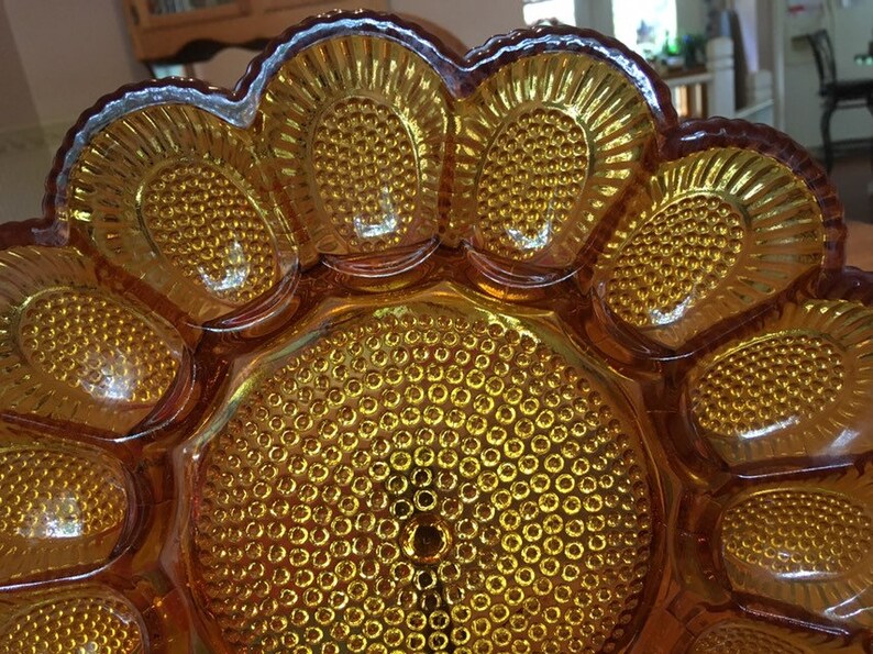 Vintage Depression INDIANA Glass Hobnail DEVILED EGG Plate Etsy