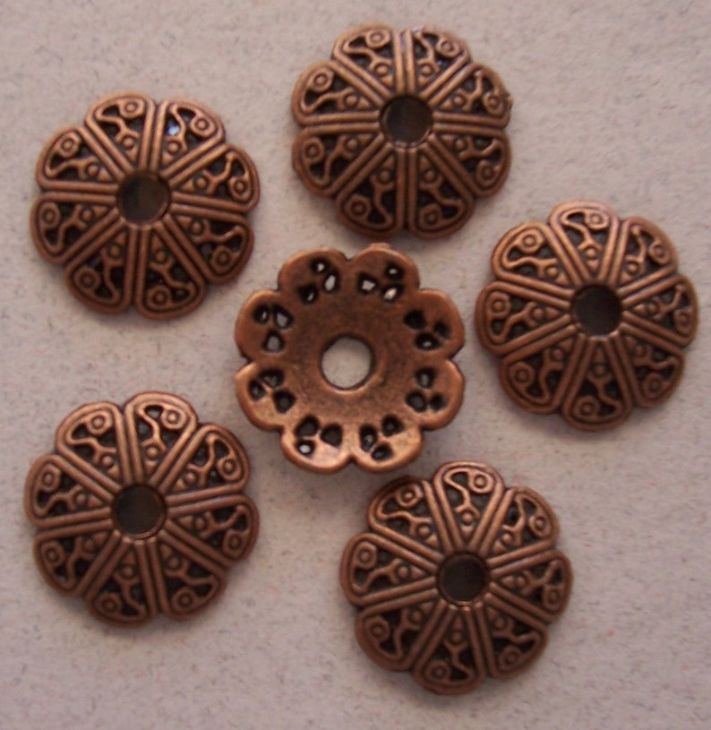 Tibetan Antique COPPER 18mm Unique Bead Caps