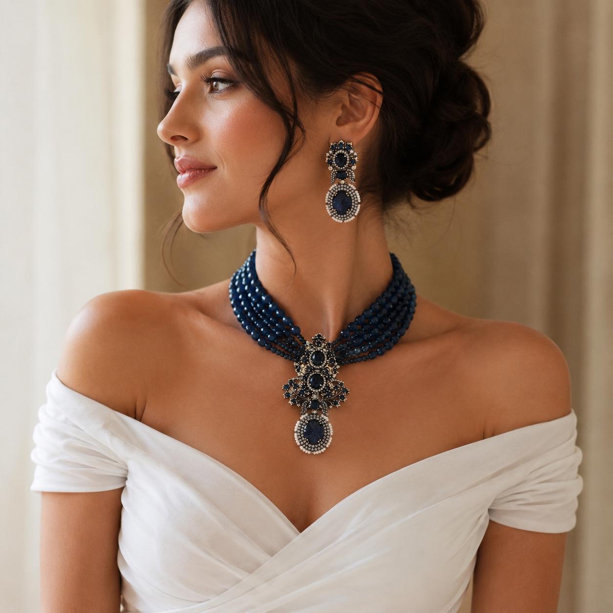 Necklace for Navy Blue Gown