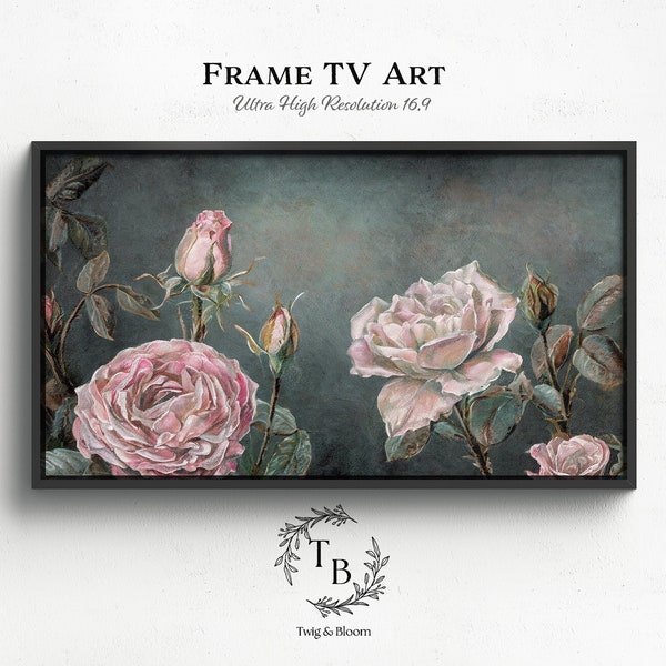 Frame TV Art | Moody Rose I Shabby Roses