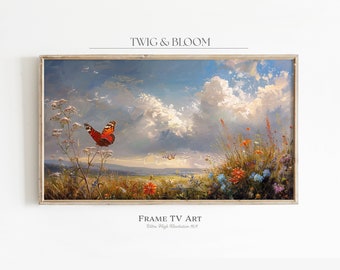 Samsung Frame TV | Vintage Butterfly Field | Summer TV Art