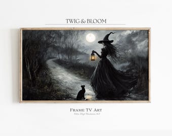 11x14 ハロウィン 森 RYTA 風景 満月 フクロウ 魔女 黒猫 幽霊