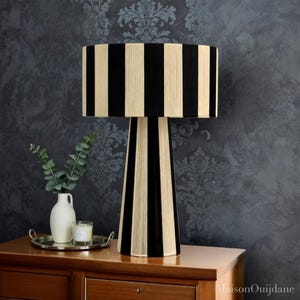 Raphia Moroccan Table Lamp – Handmade Black Cream Boho Light