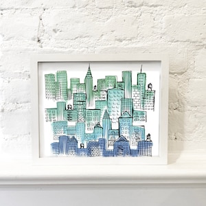 Cool Pastel Cityscape, NYC Brooklyn