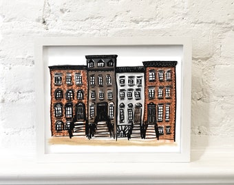 Brooklyn Brownstones in a Row, Brown / Brick / Brownstone, INSTANT DOWNLOAD, Digital File 5x7, 8x10, 11x14