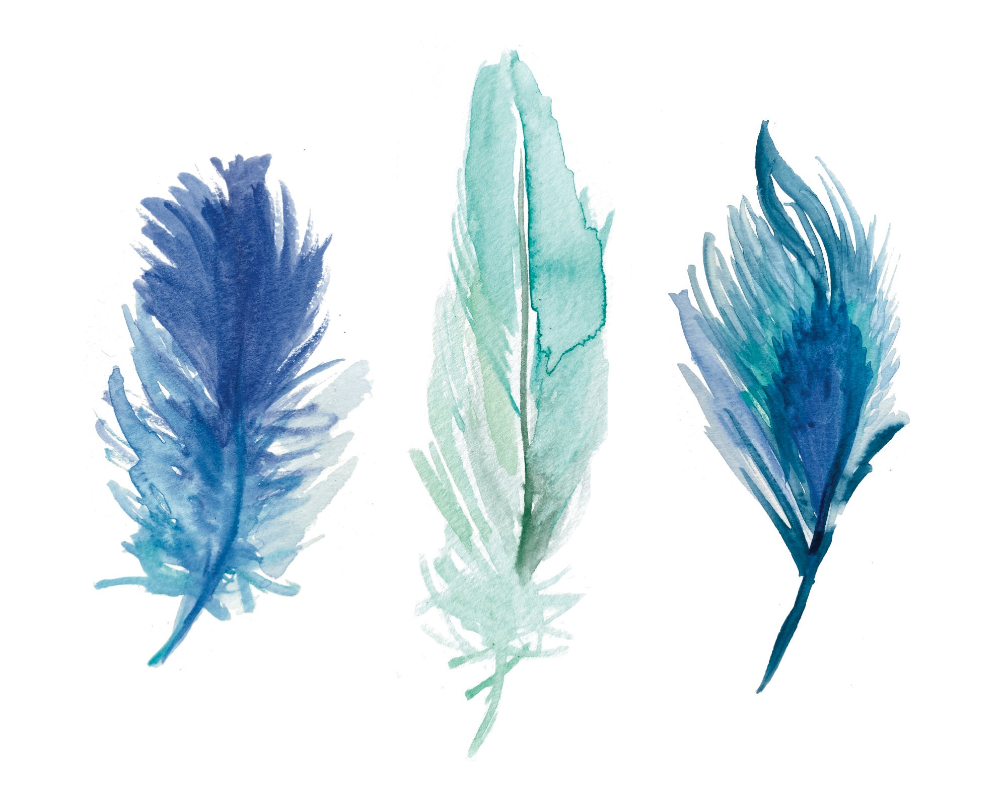 Blue Feathers Etsy