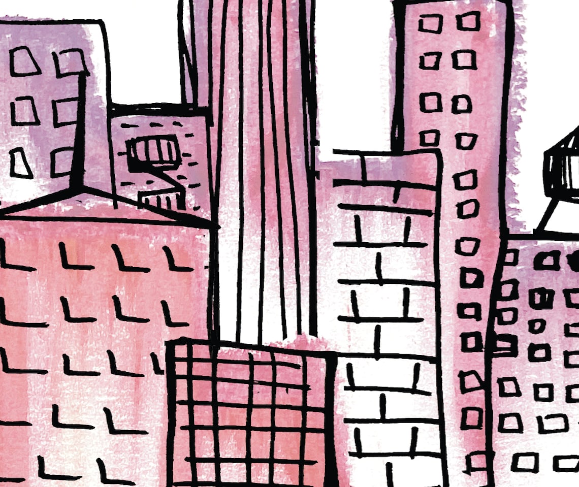 Warm Pastel Cityscape, NYC Brooklyn Etsy