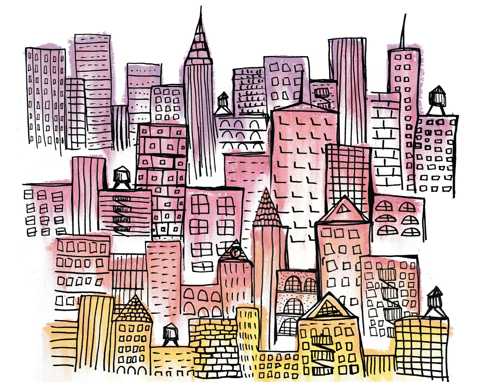 Warm Pastel Cityscape, NYC Brooklyn Etsy