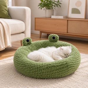 Grotte de lit pour chat grenouille, nid douillet pour animal de compagnie, lit chaud semi-fermé pour chat, grotte de couchage confortable pour chaton, lit pour petit chien, cadeau d'hiver pour niche pour animal de compagnie