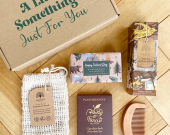 Self Care Treat Father's Day Gift Box for Dad or Grandad. With Soap, Chocolate, Comb and Hand Cream