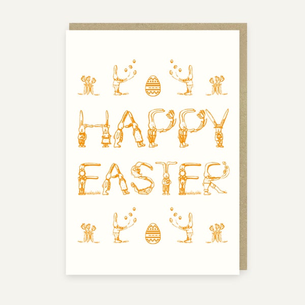 Cute Juggling Bunny Happy Easter Card. Eco friendly.