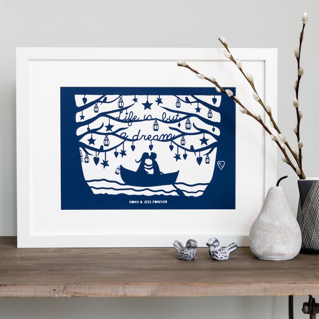 Personalised Rowing Boat Print. Boat Lovers Gift. Life is but a Dream