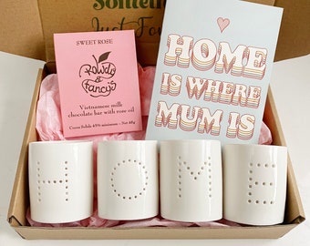 Home Is Where Mum Is, Mother's Day Gift Box with Tea Light Candle Holders