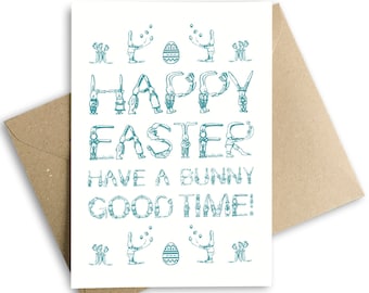 Bunny Happy Easter Card. Eco friendly.