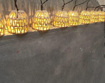 Outdoor Waterproof Rattan String Lights, Boho LED Patio Lantern Lights for Garden, Backyard, Balcony, Wedding, Camping & Party Decor