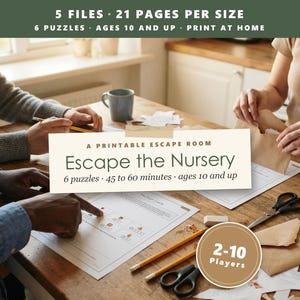 Baby Shower Escape Room 6 Puzzles 2 to 10 Players Printable Game for Guests Gender Neutral Nursery Escape Game Baby Shower Games