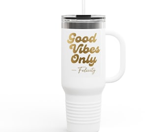 Vaso térmico personalizado de 1,2 litros con asa / Taza de viaje de acero inoxidable para ir al trabajo y viajar.