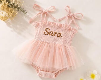 Personalized Baby Girl Dress, Custom Embroidered Toddler Dress, Cotton Summer Dress, Birthday Outfit, Baby Shower Gift