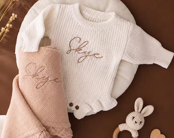 Personalized Baby Romper, Custom Baby Outfit, Embroidered Baby Bodysuit, Newborn Gift, Baby Shower Gift, Knit Romper