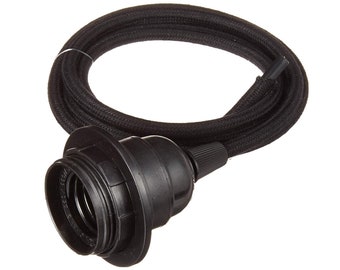 DIY Light Strand - 4' Black or Sand Cord with Black Phenolic Socket - Corded Sockets for Pendant or Chandelier Light Lighting